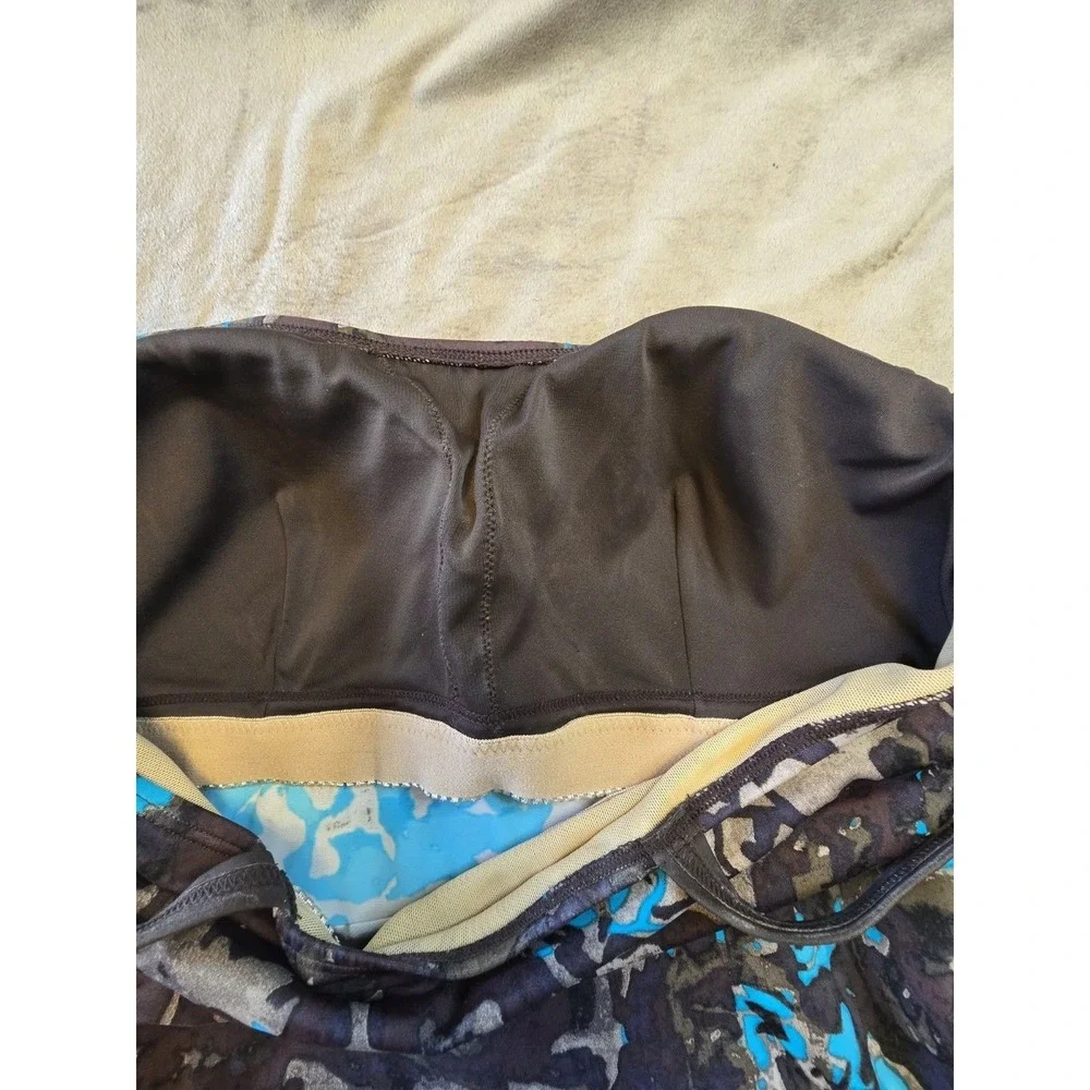 Amoena Coral Sea Tankini Top & Bikini Bottom Set Brown Blue Size M 36C 10 12 40C